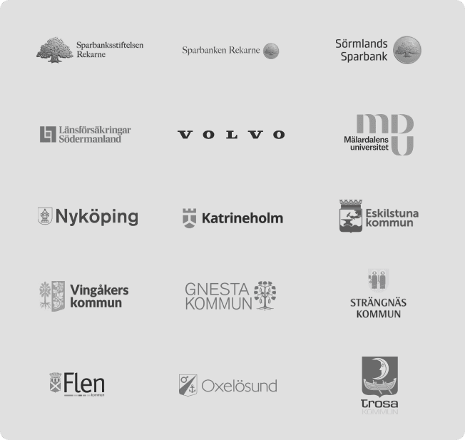 Sparbanksstiftelsen Rekarne, Sparbanken Rekarne, Sörmlands Sparbank, Länsförsärkingar Södermanland, Volvo, Mälardalens universitet, Nyköpings kommun, Katrineholms kommun, Eskilstuna kommun, Vingåkers kommun, Gnesta kommun, Strängnäs kommun