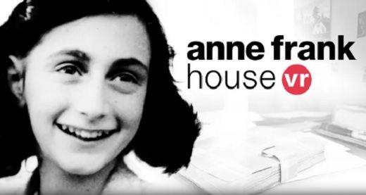 Anne Frank i svartvitt med texten Anne Frank house VR