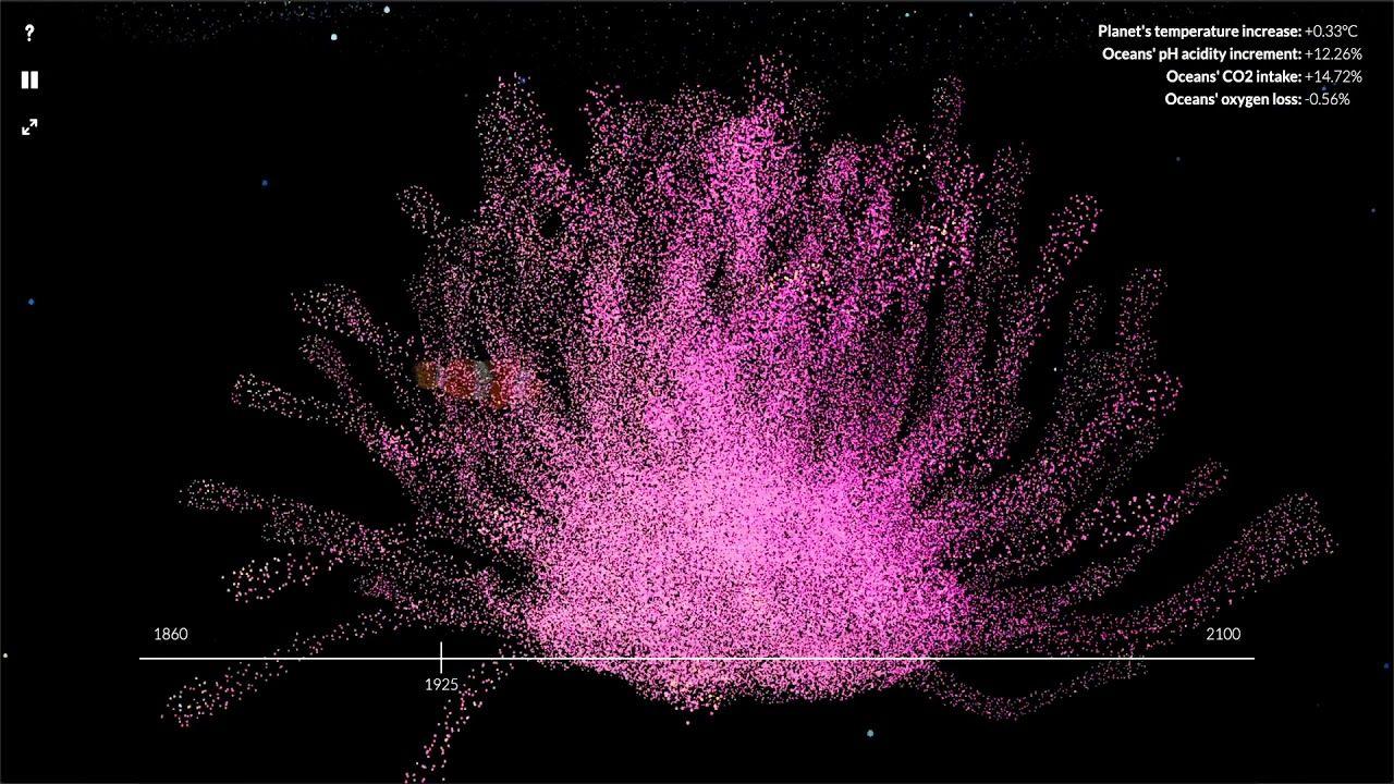 En svart bakgrund och en explosion i rosa färger.