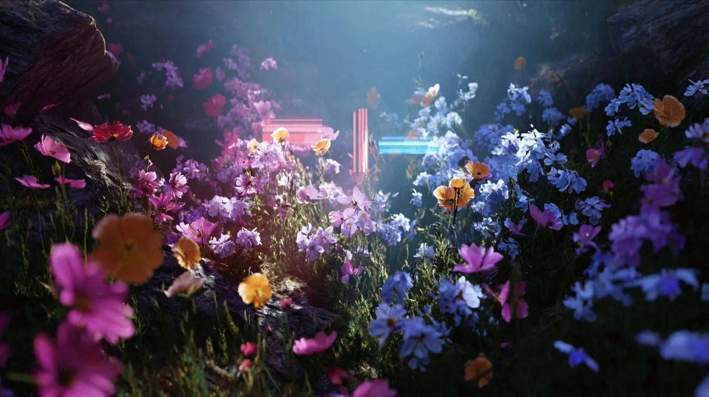 AI-genererad bild på en blomsteräng