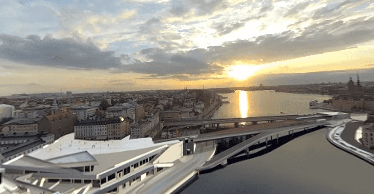 Vy över nya Slussen i Stockholm