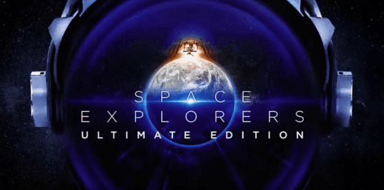 Jorden sedd från rymden med den internationella rymdstationen ovanför och texten "Space Explorers Ultimate Edition".