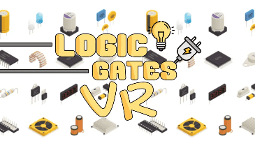 Vit bakgrund och gul text: Logic Gates VR