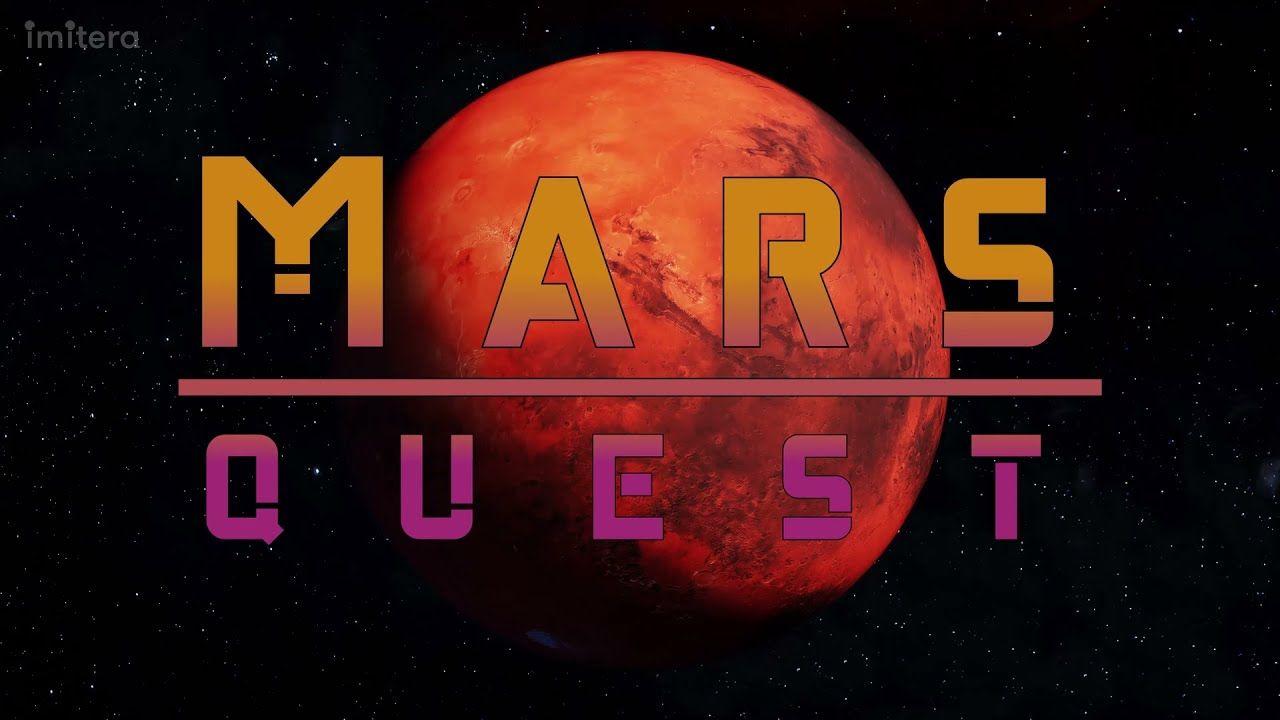 Planeten mars i bakgrunden och texten Mars Quest framför