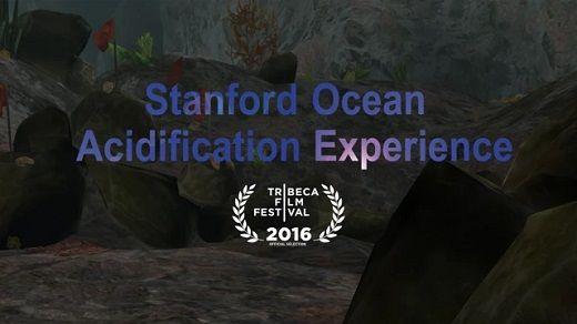 Stanford Ocean Acidification Experience över undervattensbakgrund, Tribeca 2016-logotyp under.