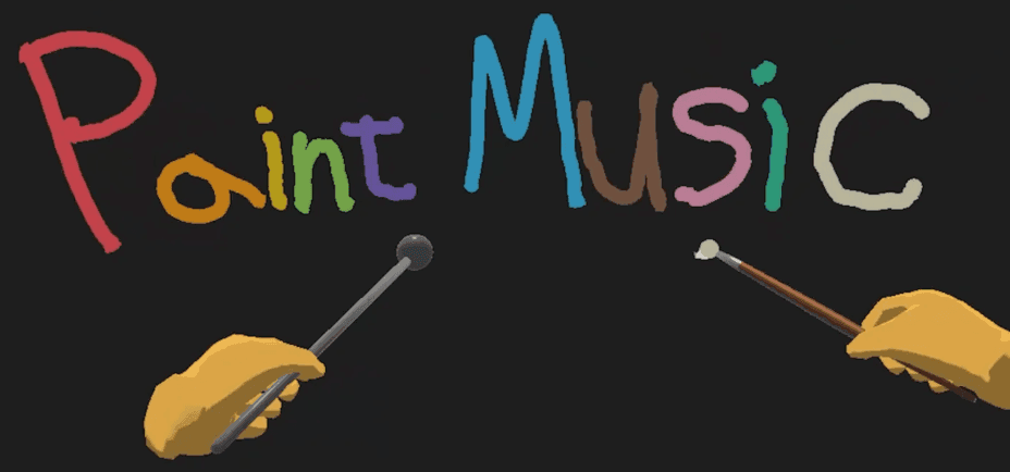 VR händer som har målat texten Paint Music