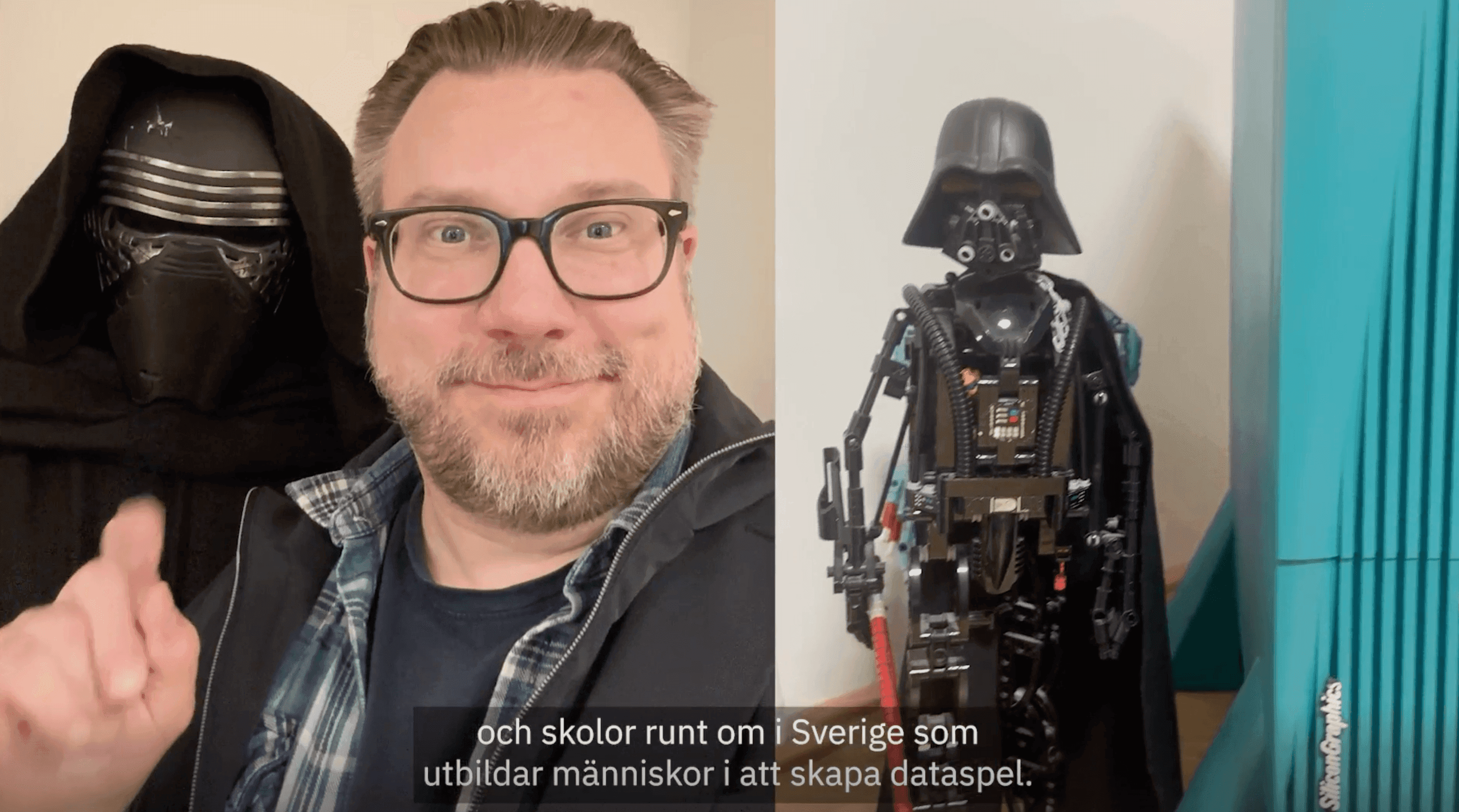 Tvådelad bild där profilbild på Tobias Sjögren är till vänster och Darth Vader till höger